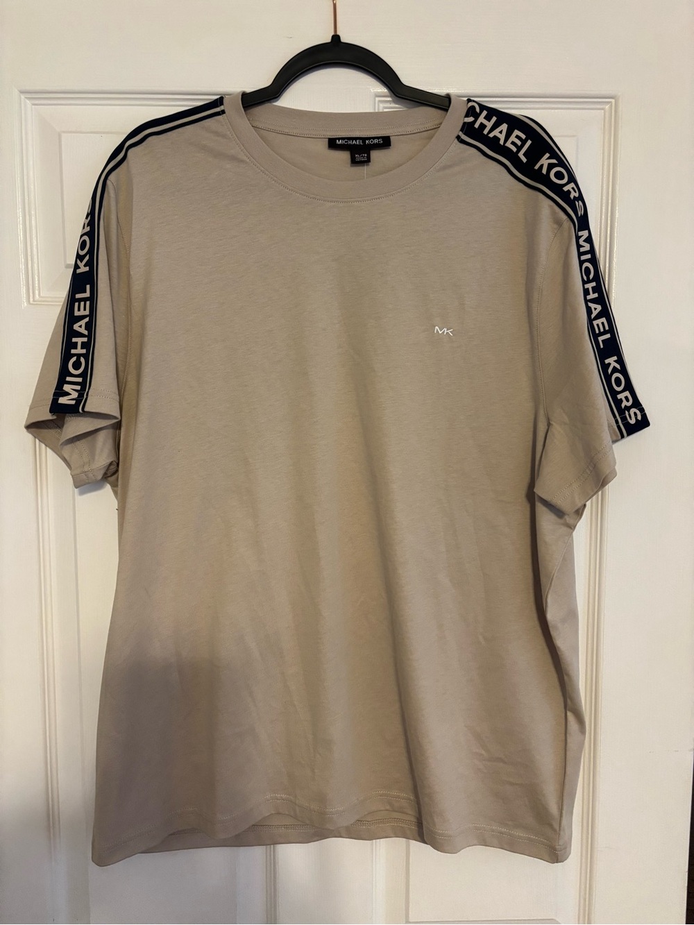 Michael Kors Men's Taupe Short Sleeve Logo Tape Tee